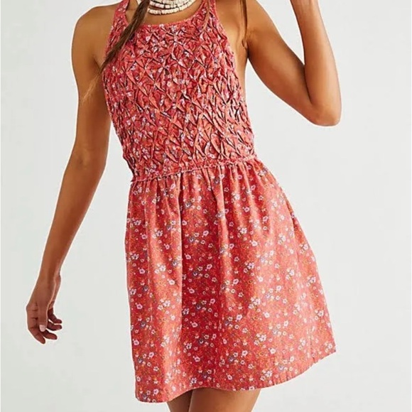NWT Free People Petunia Floral Sleeveless Mini Dress Poppy Combo Size XS - Picture 4 of 10